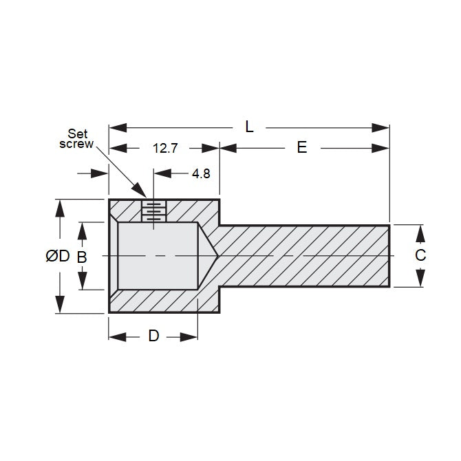 1071655 | SE064-127-445-G3A --- Extenders Shaft - 6.35x12.7x44.45 mm - Stainless Steel 303/304 Similar to A2, 18-8 HRB80