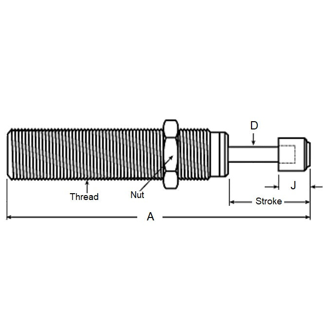 1159093 | ACE118RS --- Full Threaded Shock Absorbers - 48.51 mm 1.3/8-12 UNF - 34.93mm - 188.98 mm