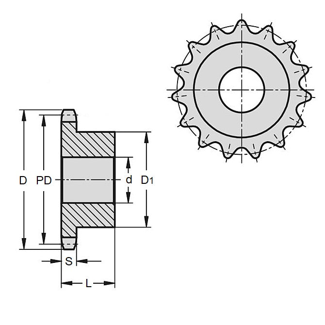 1083903 | SP1-064-028B-009-064-C --- Roller Chain Sprockets - 9 tooth - 18.18x11.13 mm - Carbon Steel