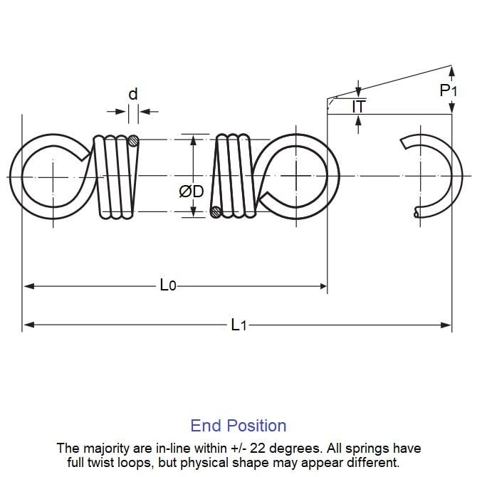 1045714 | ES-0300-0200-03-M (5 Pcs) --- Extension Springs - 3x20x0.3 mm - Steel