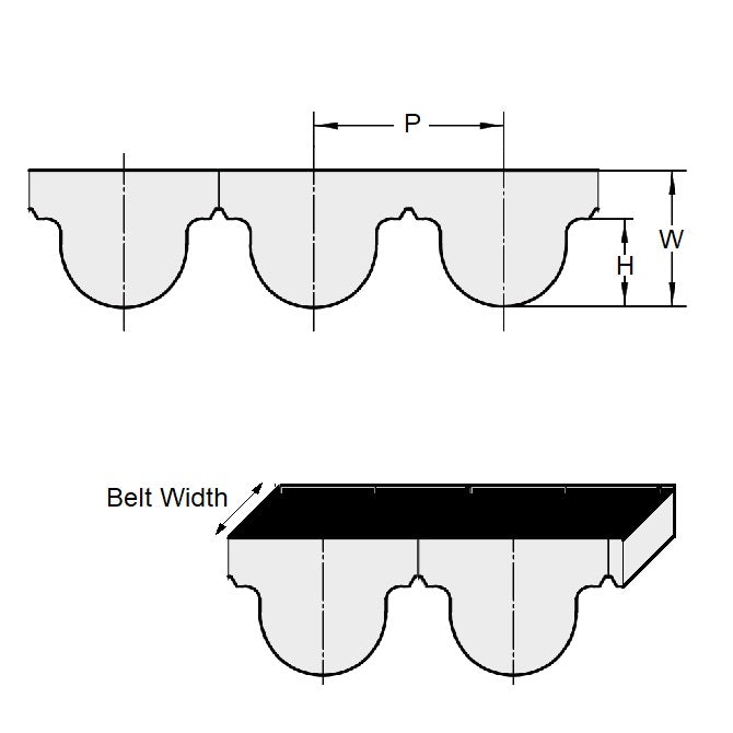 1039046 | B-020G-ST-0040-NF (Metre) --- Timing Lengths Belts - 2x4 mm - GT 2mm - Nylon Covered Neoprene Rubber with Fibreglass