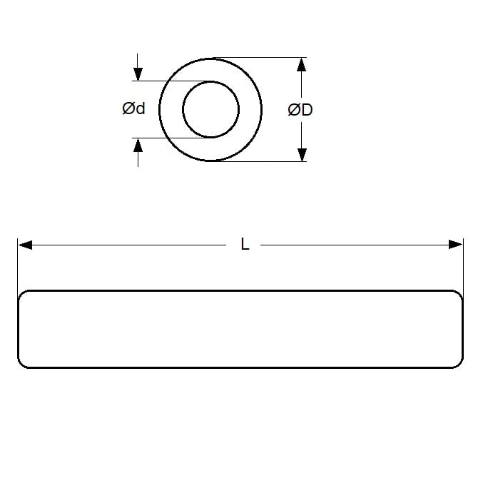 1138201 | 0T-0286-0159-0165-SB --- Round Tube - 28.58x15.88x165.1 mm - Bronze SAE 841 Sintered