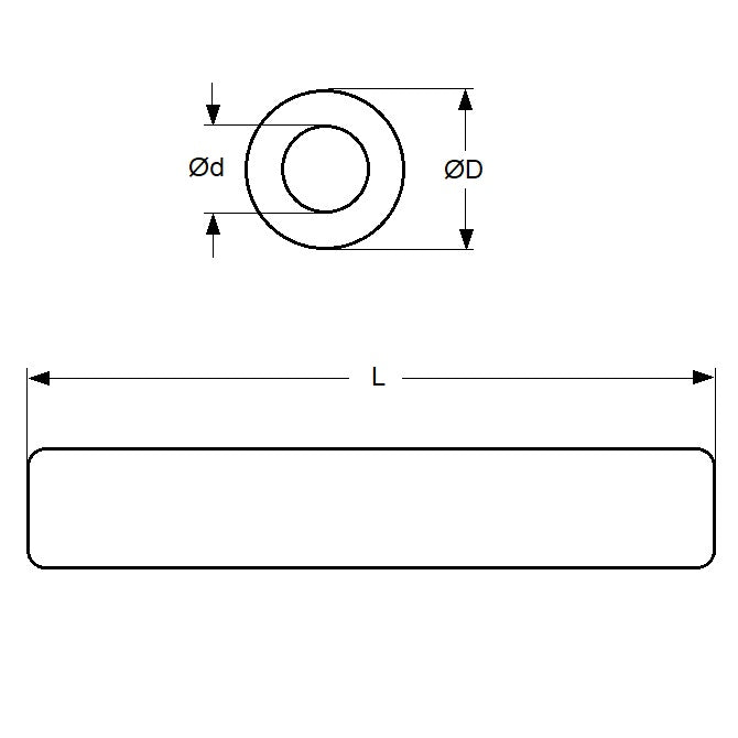 1133344 | 0T-0254-0127-0165-SB --- Round Tube - 25.4x12.7x165.1 mm - Bronze SAE 841 Sintered