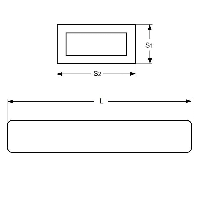 1056265 | 2T-0095-0048-0300-BR --- Rectangular Tube - 4.76x9.53x304.8 mm - Brass