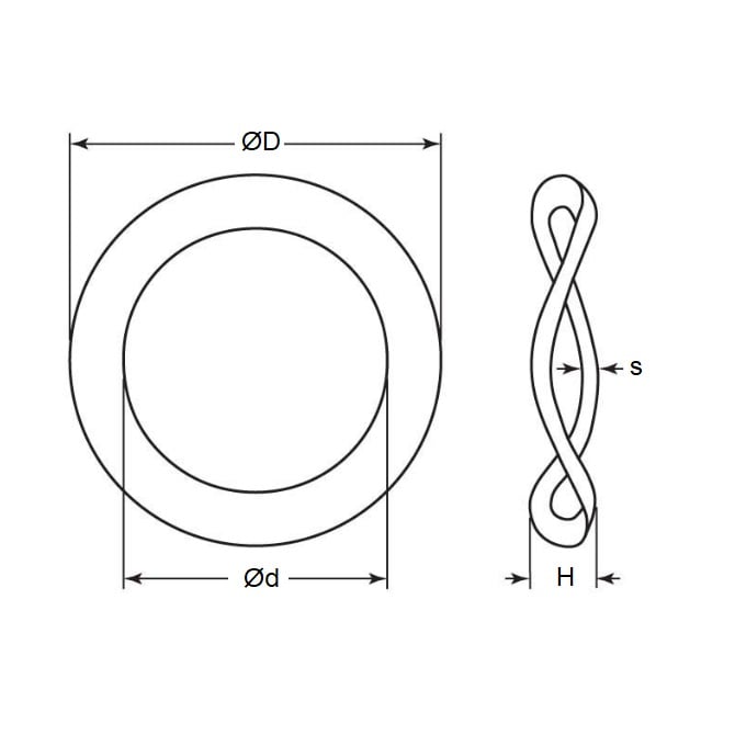 1060524 | W0050-T-007-007-W3-S400 (2 Pcs) --- Spring Washers - 5x6.75x0.65 mm - Stainless Steel AISI 400 Series Heat Treated