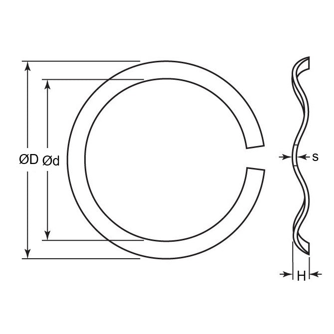 1114897 | W0160-T-022-028-W3S-C --- Spring Washers - 16x22x2.8 mm - Carbon Spring Steel Self Finish