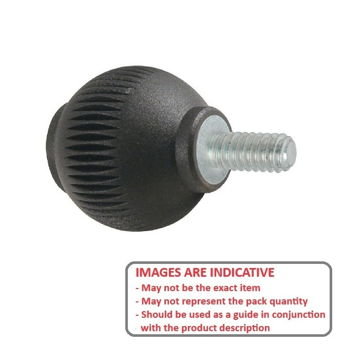 1086879 | KM095C-050-NG (10 Pcs) --- Ball Knobs - 3/8-16 UNC -9.53mm- 50.04x20.1 mm - Steel