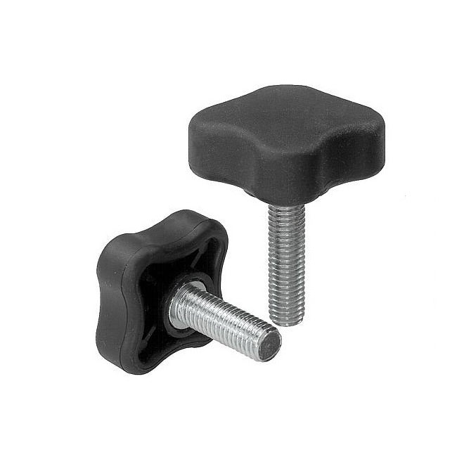 Lobe Knobs - 10-24 UNC -4.76mm- 20.07x19.1 mm - Plated Steel
