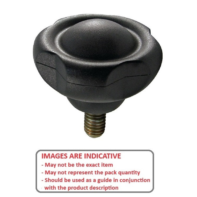 1087499 | KM095C-050-5L20-ST --- Lobe Knobs - 3/8-16 UNC -9.53mm- 50x20 mm - Plated Steel
