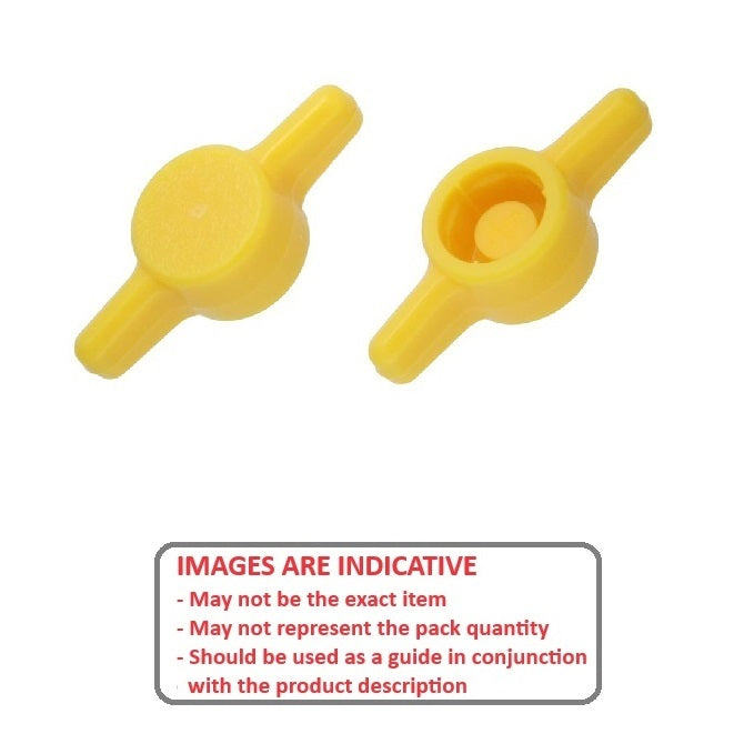 1072709 | KM064-032-TEE-Y (10 Pcs) --- Thumb Knobs - 1/4 -6.35mm- - Use Own Screw 31.75x7.9 mm - Plastic