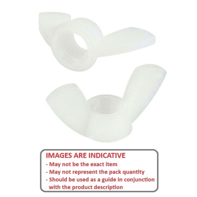 1051227 | NT040M-WG-NY (10 Pcs) --- Wing Nuts - M4 - 4x0.7mm - 14x8 mm - Natural Nylon 6.6