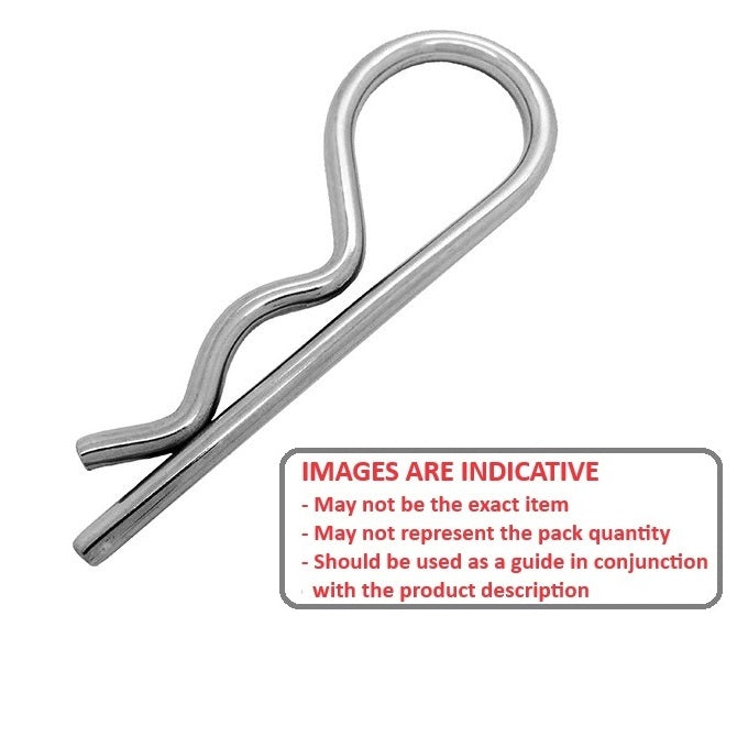 1038190 | RCL-016-033-Z (50 Pcs) --- Single Coil R Clips - 1.6x33 mm - Spring Wire, Oil-Tempered