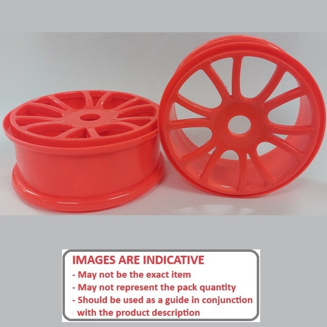 1225600 | RM-8O-080-O-6 (2 Pcs) --- RC Car Rims Hobby - Rim Colour Fluro Orange 6 Split Spoke - Plastic