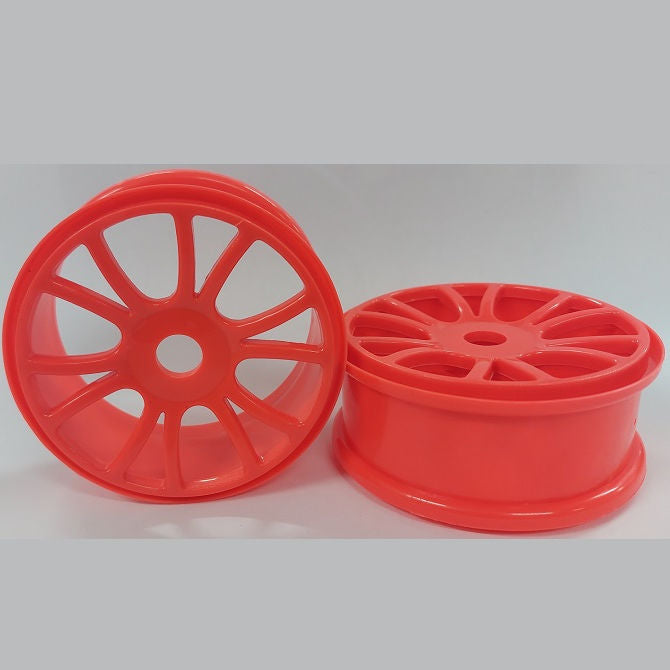 1225600 | RM-8O-080-O-6 (2 Pcs) --- RC Car Rims Hobby - Rim Colour Fluro Orange 6 Split Spoke - Plastic