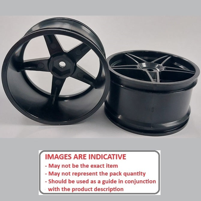 1225495 | RM-XO-060W-BK-5 (2 Pcs) --- RC Car Rims Hobby - Rim Colour Black 5 Spoke - Plastic