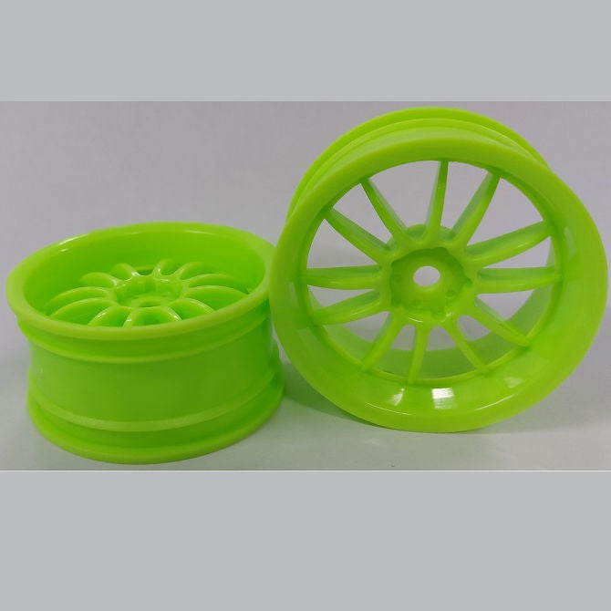 1225902 | RM-XR-052-LG12 (2 Pcs) --- RC Car Rims Hobby - Rim Colour Lime Green 12 Spoke