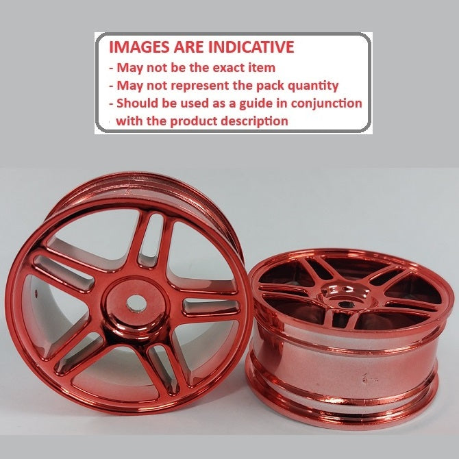 1225500 | RM-XR-052-R-5T (2 Pcs) --- RC Car Rims Hobby - Rim Colour Red 5 Split Spoke - Plastic