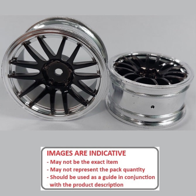 1225903 | RM-XR-052-SBK-12 (6 Pcs) --- RC Car Rims Hobby - Rim Colour Silver with Black 12 Spoke