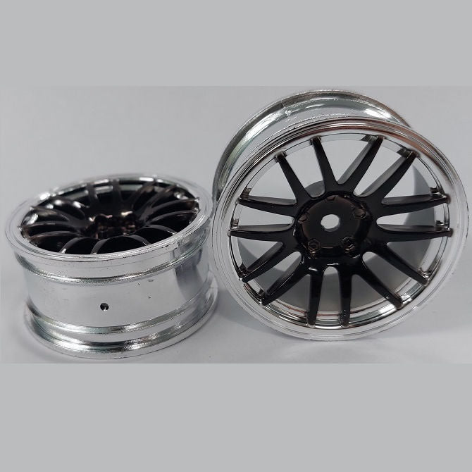1225903 | RM-XR-052-SBK-12 (6 Pcs) --- RC Car Rims Hobby - Rim Colour Silver with Black 12 Spoke