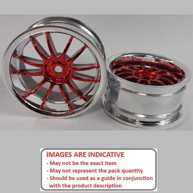 1225906 | RM-XR-052-SR-12 (6 Pcs) --- RC Car Rims Hobby - Rim Colour Silver/Red 12 Spoke