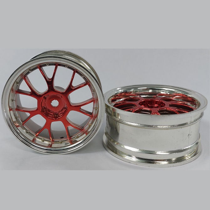 1225688 | RM-XR-052-SR-7K (4 Pcs) --- RC Car Rims Hobby - Rim Colour Silver/Red 7 Fork Spoke - Plastic