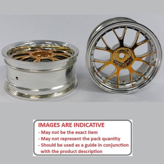 1225687 | RM-XR-052-SY-7K (5 Pcs) --- RC Car Rims Hobby - Rim Colour Silver with Yellow 7 Fork Spoke