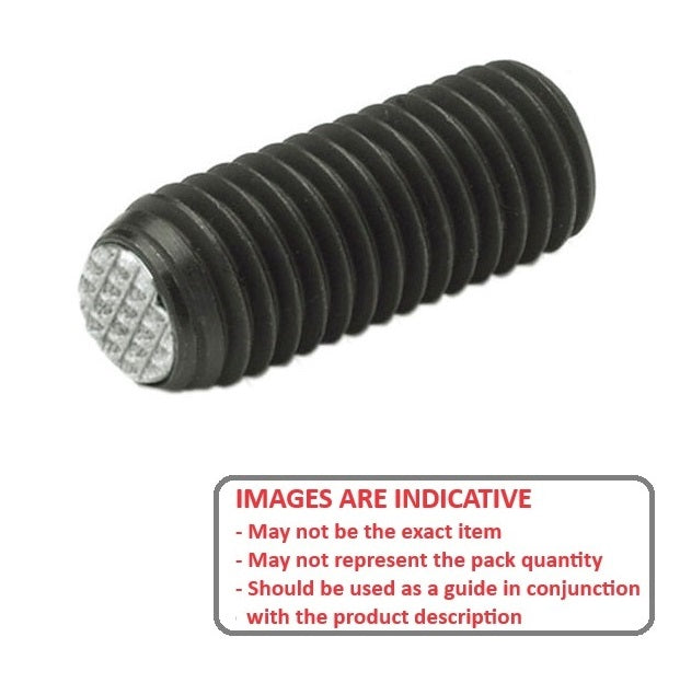 1081746 | SS080M-0115-CS-DKT --- Diamond Knurled Tip Socket Set Screws - M8 -8x1.25mm- 11.5 mm - Diamond Knurled Tip - Carbon Steel with Alloy Steel SUJ2 HRC 55 -60 tip