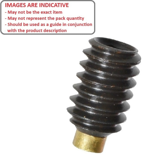 1049765 | SS035C-0064-AS-BT --- Brass Tipped Socket Set Screws - 6-32 UNC -3.5mm- 6.4 mm - Brass Tipped - Carbon Steel