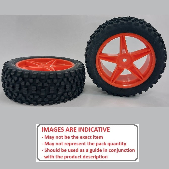 1074708 | WH-8O-085-34-FO-5 (2 Pcs) --- RC Car Wheels Hobby - Rim Colour Fluoro Orange 5 Spoke - Black - Plastic