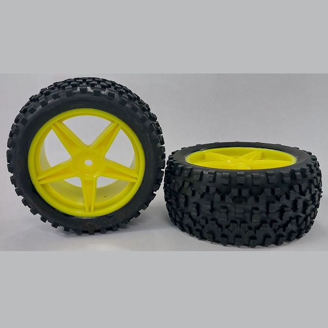 1138379 | WH-8O-112-43-Y-5 (2 Pcs) --- RC Car Wheels Hobby - Rim Colour Yellow 5 Spoke - Black - Plastic