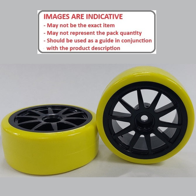 1039491 | WH-XD-063-26-BK-10-Y (2 Pcs) --- RC Car Wheels Hobby - Rim Colour Black 10 Spoke - Yellow - Plastic