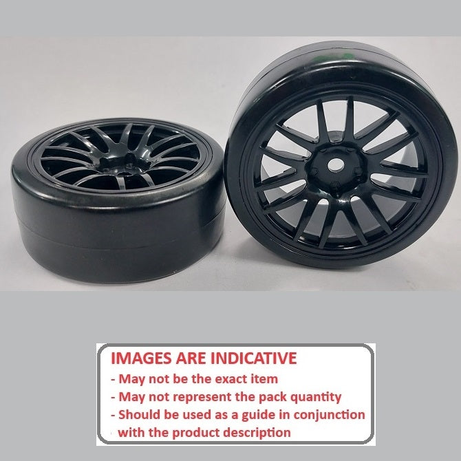 1039666 | WH-XD-063-26-BK-14-BK (2 Pcs) --- RC Car Wheels Hobby - Rim Colour Black 14 Spoke - Black - Plastic