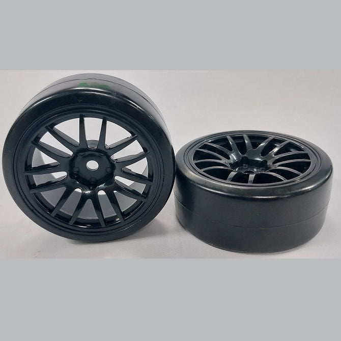 1039666 | WH-XD-063-26-BK-14-BK (2 Pcs) --- RC Car Wheels Hobby - Rim Colour Black 14 Spoke - Black - Plastic