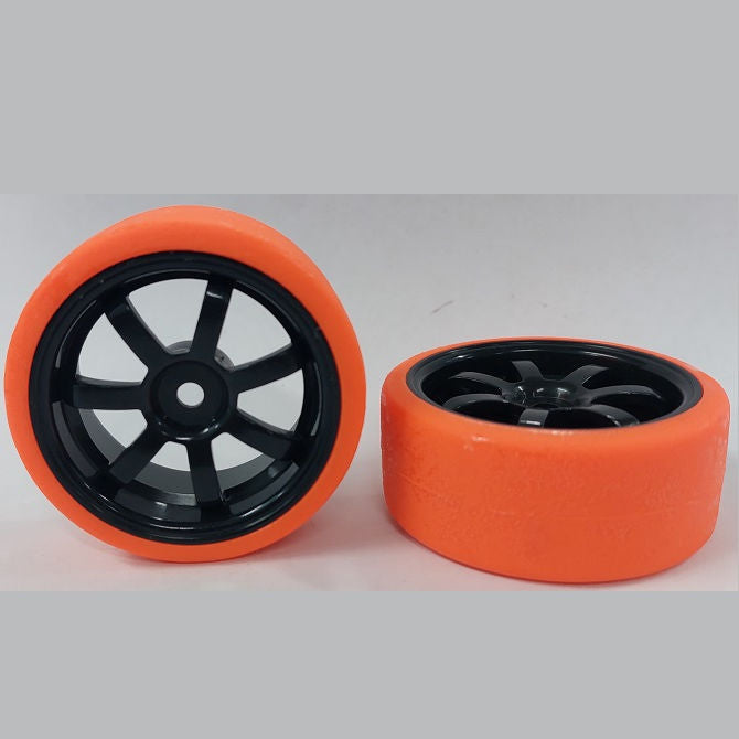 1039383 | WH-XD-063-26-BK-7-R (2 Pcs) --- RC Car Wheels Hobby - Rim Colour Black 7 Spoke - Red - Plastic