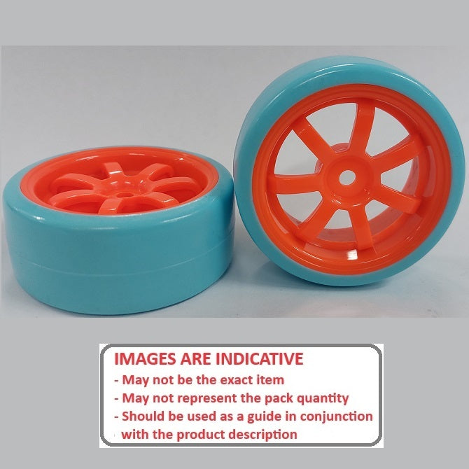 1074731 | WH-XD-063-26-FO-7-BL (2 Pcs) --- RC Car Wheels Hobby - Rim Colour Fluoro Orange 7 Spoke - Blue - Plastic
