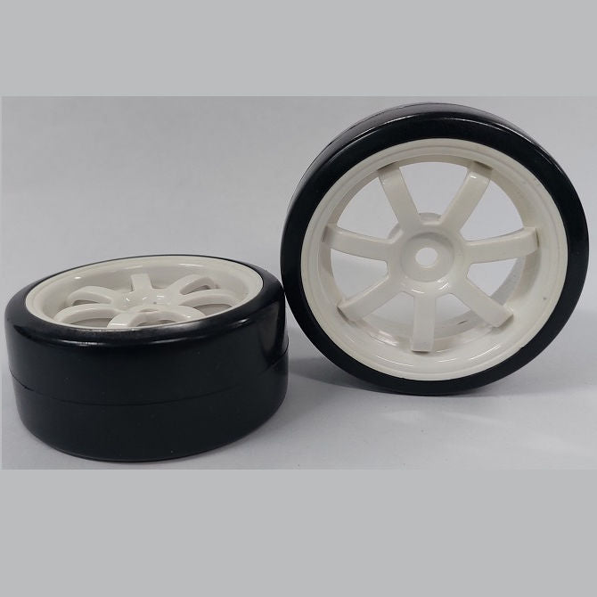 1136686 | WH-XD-063-26-W-7-BK (4 Pcs) --- RC Car Wheels Hobby - Rim Colour White 7 Spoke - Black - Plastic