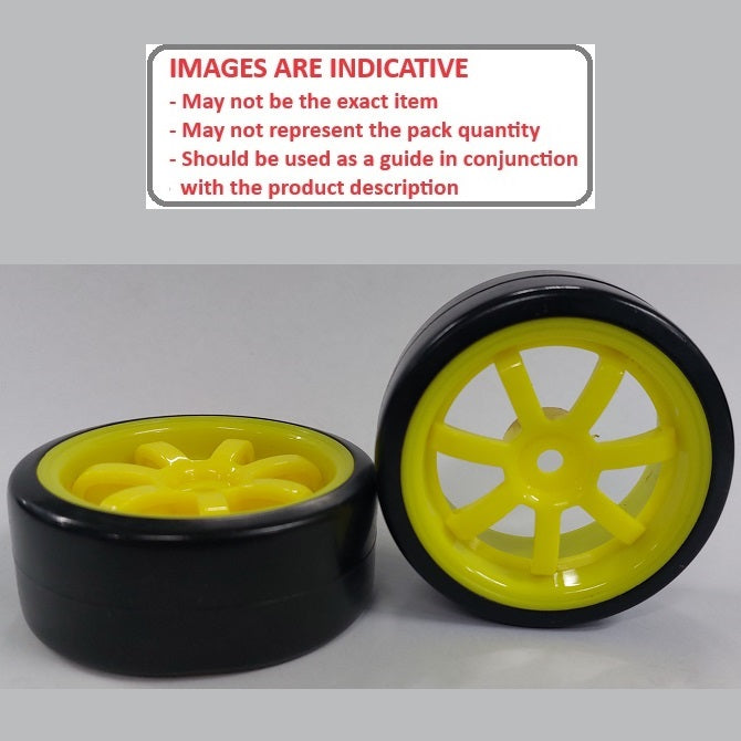 1138393 | WH-XD-063-26-Y-7-BK (2 Pcs) --- RC Car Wheels Hobby - Rim Colour Yellow 7 Spoke - Black - Plastic