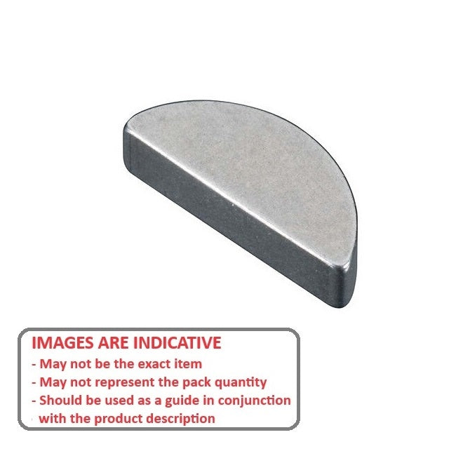 1037976 | KW-016-095-S3 --- Woodruff Keys - 1.59x9.53x4.4 mm - Stainless Steel 303 Similar to A2, 304, 18-8