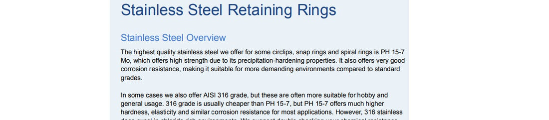 Stainless Steel Retaining Rings Information