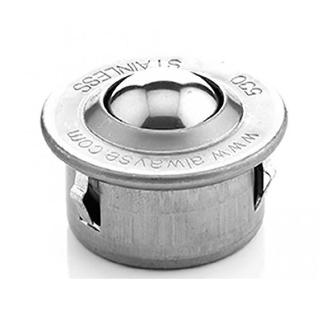 Flange Mount Ball Transfer Units - 295 kg - 13.8x45 mm - Stainless Steel AISI 420C and Zinc Plated Mild Steel