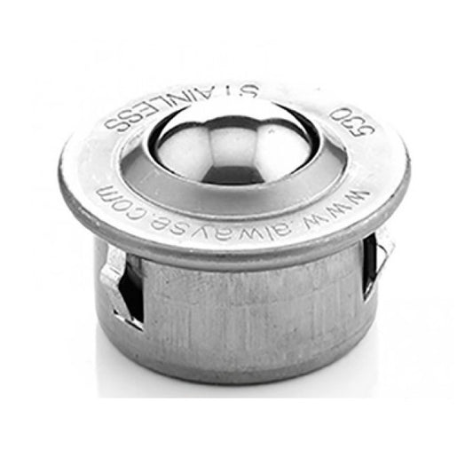 Flange Mount Ball Transfer Units - 160 kg - 9.8x36 mm - Stainless Steel AISI 420C and Zinc Plated Mild Steel