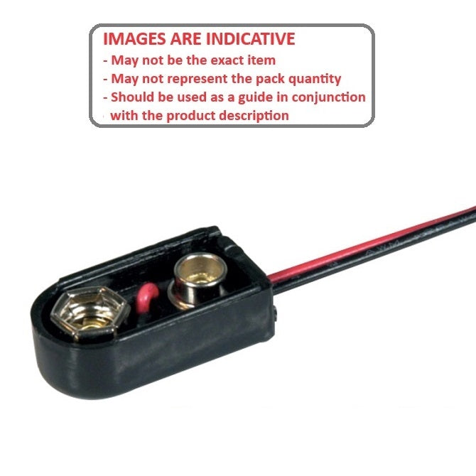 1000094 | BAT-HOL-9V-SCQ (2 Pcs) --- Holders Battery Accessories -  9V Snap On 9V Battery  - Plastic
