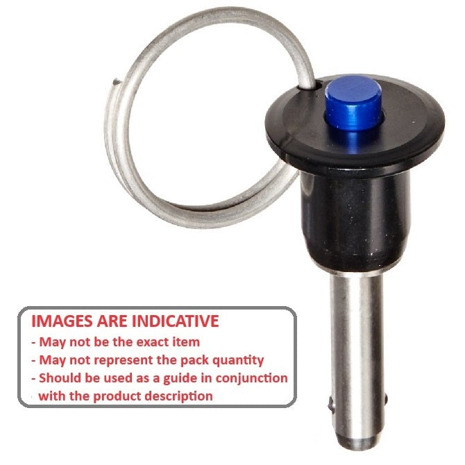 1071560 | BLP-064-0127-BT-S4 --- Ball Lock Pins - 6.35x12.7 mm - 304 Stainless Steel Shank / Aluminium Handle
