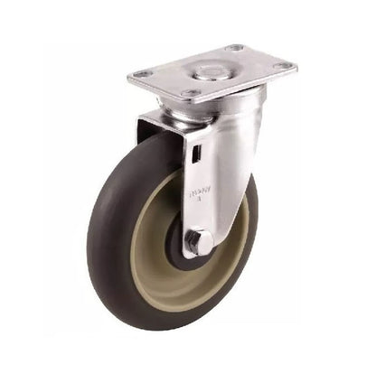 1160214 | RWC-S2710B (2 Pcs) --- Plate Castors - Wheel diameter 50 Swivel with Brake 30 mm - Inst Rubber