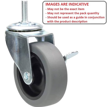 1159365 | RWC-S2714B (4 Pcs) --- Bolt Castors - Wheel Diameter 50 Swivel with Brake 30 mm - Grey Rubber - Non Marking