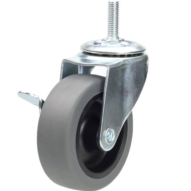1159365 | RWC-S2714B (4 Pcs) --- Bolt Castors - Wheel Diameter 50 Swivel with Brake 30 mm - Grey Rubber - Non Marking