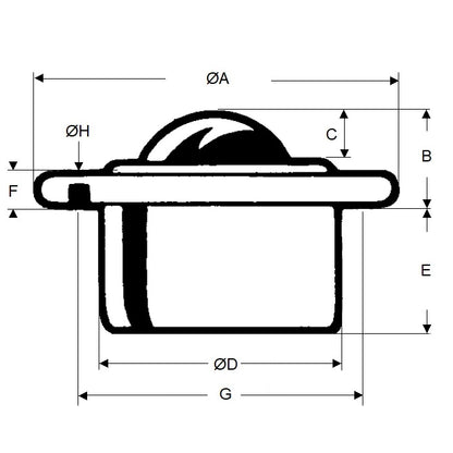 1203465 | BTU0180-010-F-Z-HD --- Flange Mount Ball Transfer Units - 180 kg - 9.8x36 mm - Chrome hardened and Zinc Plated Mild Steel