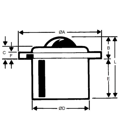 1219918 | BTU1000-025-F-PC-HD --- Flange Mount Ball Transfer Units - 1000 kg - 25.4x60.45 mm - Carbon Steel