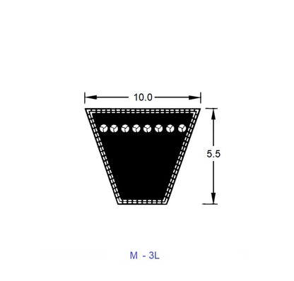 1220392 | BV10-01270-M50 --- Vee Belts - 1270.0 -50.0 in.- mm - - - - Natural Rubber - Fabric Jacket