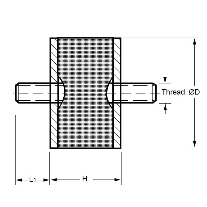 1084435 | CMM010-13-042C-R60 (25 Pcs) --- Bobbin Mounts - 9.5x12.7 mm - 8-32 UNC - 32 TPI - - Natural Rubber